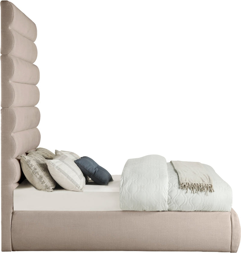 Adam Linen Textured Fabric Upholstered Full Bed in Beige - B1255Beige-F90
