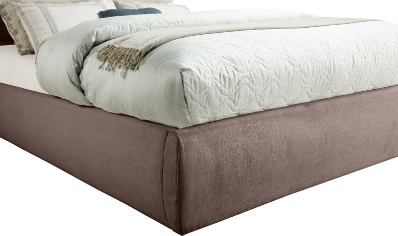 Adam Linen Textured Fabric Upholstered Full Bed in Brown - B1255Brown-F