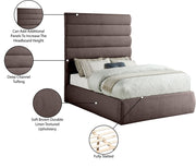 Adam Linen Textured Fabric Upholstered Full Bed in Brown - B1255Brown-F70