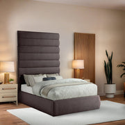Adam Linen Textured Fabric Upholstered Full Bed in Brown - B1255Brown-F90