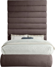 Adam Linen Textured Fabric Upholstered Full Bed in Brown - B1255Brown-F90