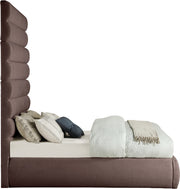 Adam Linen Textured Fabric Upholstered Full Bed in Brown - B1255Brown-F90