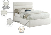 Adam Linen Textured Fabric Upholstered Full Bed in Cream - B1255Cream-F