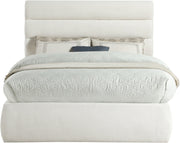 Adam Linen Textured Fabric Upholstered Full Bed in Cream - B1255Cream-F