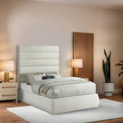 Adam Linen Textured Fabric Upholstered Full Bed in Cream - B1255Cream-F70