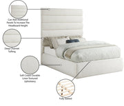 Adam Linen Textured Fabric Upholstered Full Bed in Cream - B1255Cream-F70