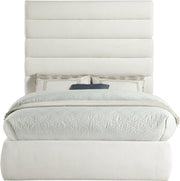 Adam Linen Textured Fabric Upholstered Full Bed in Cream - B1255Cream-F70