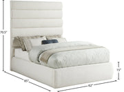 Adam Linen Textured Fabric Upholstered Full Bed in Cream - B1255Cream-F70