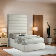 Adam Linen Textured Fabric Upholstered Full Bed in Cream - B1255Cream-F90