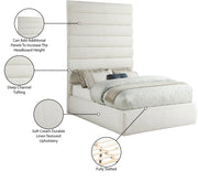 Adam Linen Textured Fabric Upholstered Full Bed in Cream - B1255Cream-F90