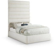 Adam Linen Textured Fabric Upholstered Full Bed in Cream - B1255Cream-F90