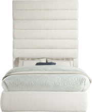 Adam Linen Textured Fabric Upholstered Full Bed in Cream - B1255Cream-F90