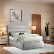 Adam Linen Textured Fabric Upholstered Full Bed in Grey - B1255Grey-F