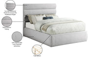 Adam Linen Textured Fabric Upholstered Full Bed in Grey - B1255Grey-F