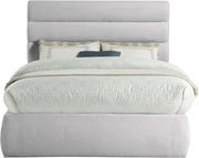 Adam Linen Textured Fabric Upholstered Full Bed in Grey - B1255Grey-F