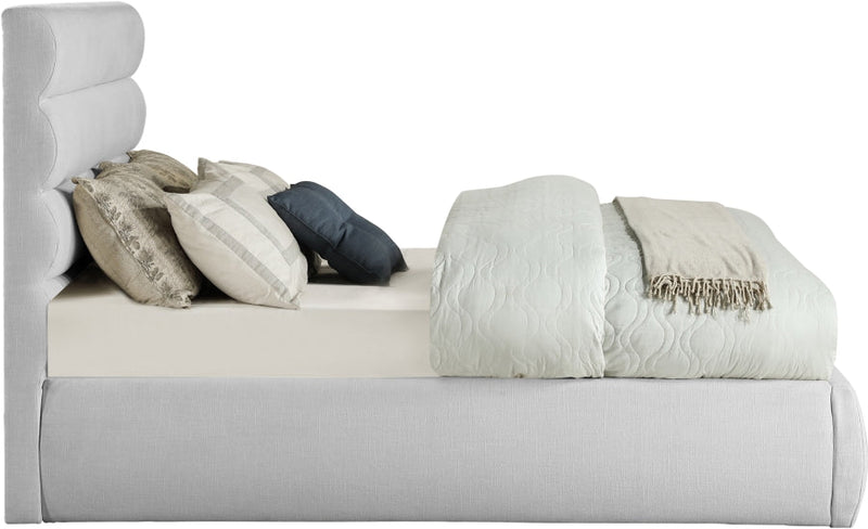 Adam Linen Textured Fabric Upholstered Full Bed in Grey - B1255Grey-F