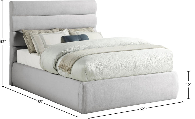 Adam Linen Textured Fabric Upholstered Full Bed in Grey - B1255Grey-F