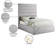 Adam Linen Textured Fabric Upholstered Full Bed in Grey - B1255Grey-F70