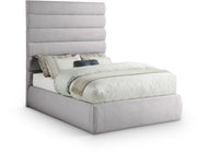 Adam Linen Textured Fabric Upholstered Full Bed in Grey - B1255Grey-F70