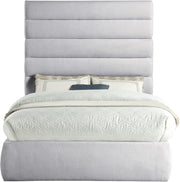 Adam Linen Textured Fabric Upholstered Full Bed in Grey - B1255Grey-F70