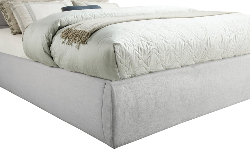 Adam Linen Textured Fabric Upholstered Full Bed in Grey - B1255Grey-F70