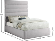 Adam Linen Textured Fabric Upholstered Full Bed in Grey - B1255Grey-F70