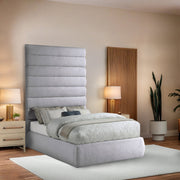 Adam Linen Textured Fabric Upholstered Full Bed in Grey - B1255Grey-F90