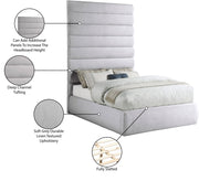 Adam Linen Textured Fabric Upholstered Full Bed in Grey - B1255Grey-F90