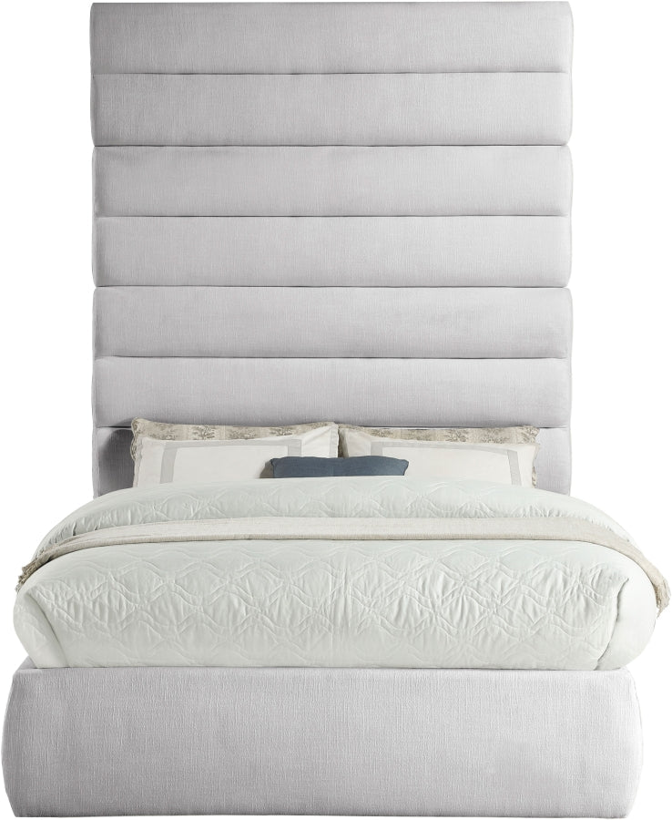 Adam Linen Textured Fabric Upholstered Full Bed in Grey - B1255Grey-F90