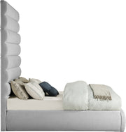 Adam Linen Textured Fabric Upholstered Full Bed in Grey - B1255Grey-F90