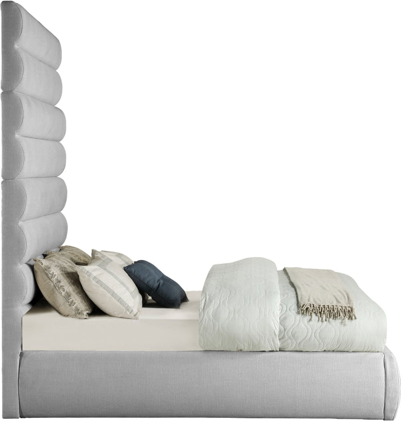 Adam Linen Textured Fabric Upholstered Full Bed in Grey - B1255Grey-F90