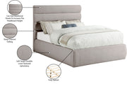 Adam Linen Textured Fabric Upholstered Full Bed in Taupe - B1255Taupe-F