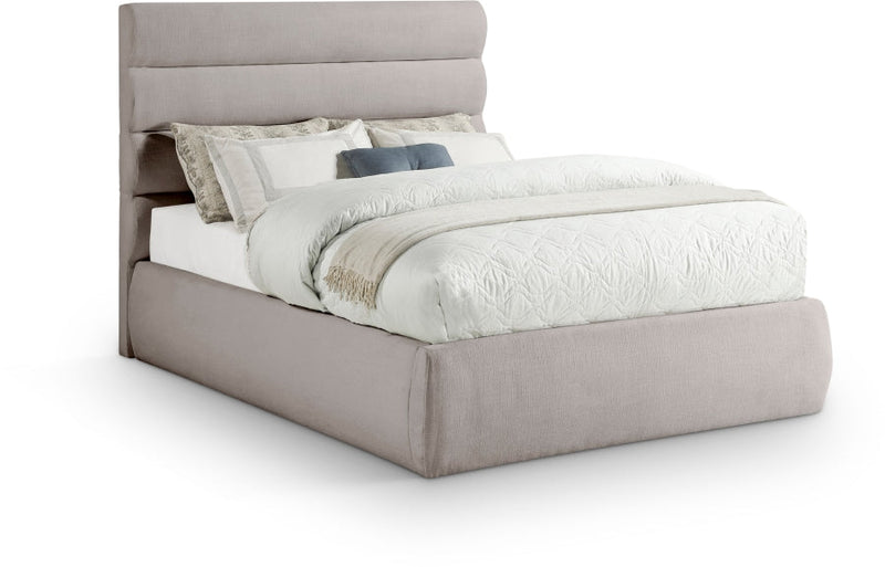 Adam Linen Textured Fabric Upholstered Full Bed in Taupe - B1255Taupe-F