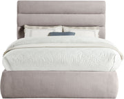 Adam Linen Textured Fabric Upholstered Full Bed in Taupe - B1255Taupe-F