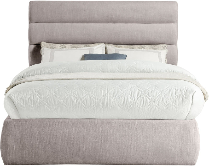Adam Linen Textured Fabric Upholstered Full Bed in Taupe - B1255Taupe-F
