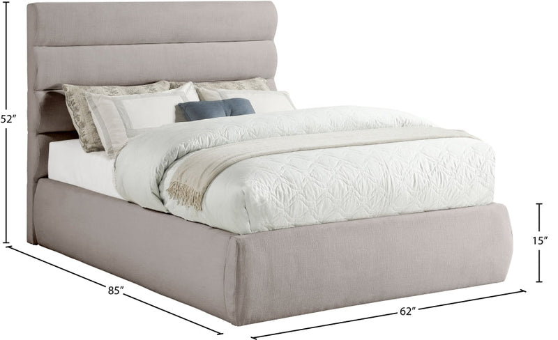 Adam Linen Textured Fabric Upholstered Full Bed in Taupe - B1255Taupe-F