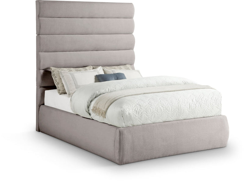 Adam Linen Textured Fabric Upholstered Full Bed in Taupe - B1255Taupe-F70