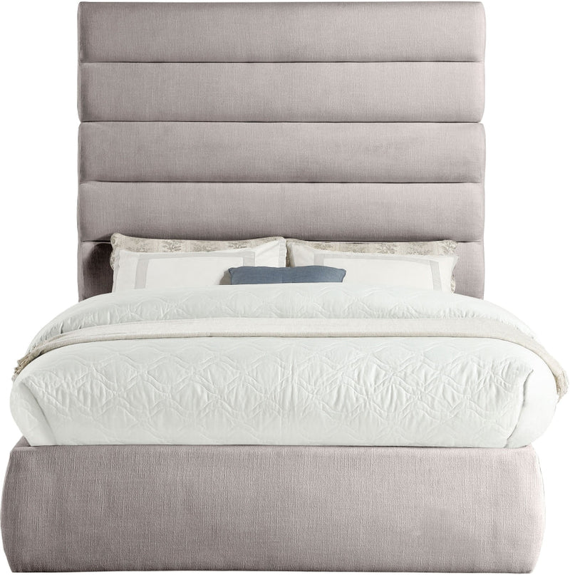 Adam Linen Textured Fabric Upholstered Full Bed in Taupe - B1255Taupe-F70