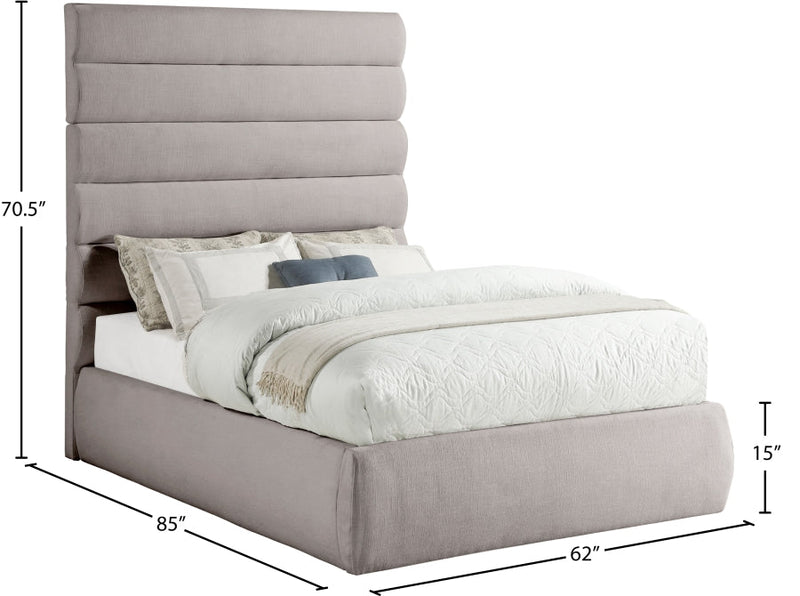 Adam Linen Textured Fabric Upholstered Full Bed in Taupe - B1255Taupe-F70