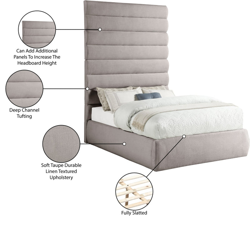 Adam Linen Textured Fabric Upholstered Full Bed in Taupe - B1255Taupe-F90