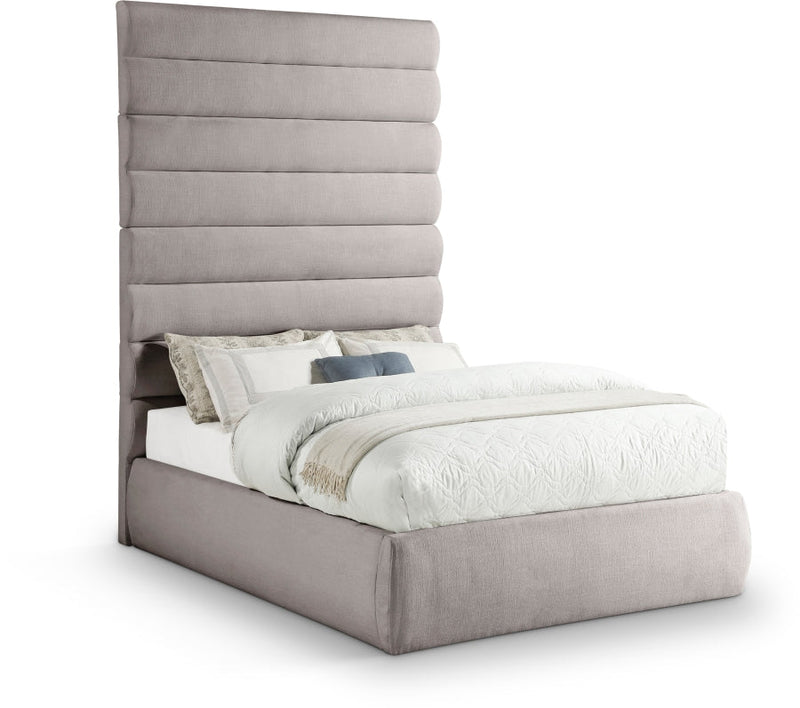 Adam Linen Textured Fabric Upholstered Full Bed in Taupe - B1255Taupe-F90