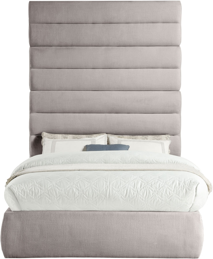 Adam Linen Textured Fabric Upholstered Full Bed in Taupe - B1255Taupe-F90