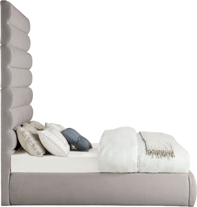 Adam Linen Textured Fabric Upholstered Full Bed in Taupe - B1255Taupe-F90