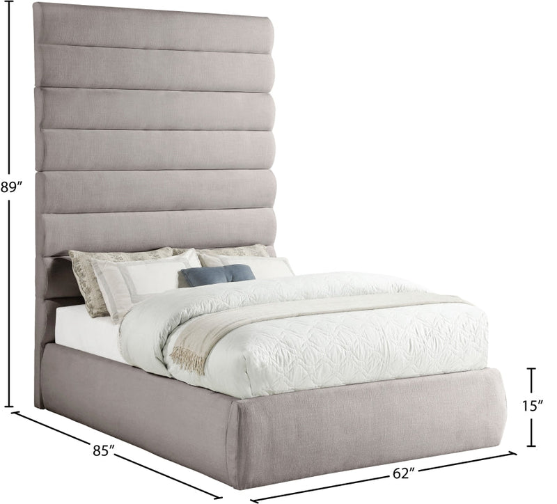Adam Linen Textured Fabric Upholstered Full Bed in Taupe - B1255Taupe-F90