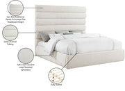 Adam Linen Textured Fabric Upholstered King Bed in Cream - B1255Cream-K70
