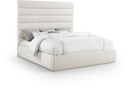 Adam Linen Textured Fabric Upholstered King Bed in Cream - B1255Cream-K70