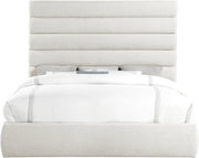 Adam Linen Textured Fabric Upholstered King Bed in Cream - B1255Cream-K70