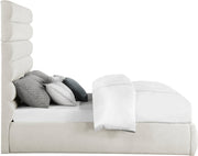 Adam Linen Textured Fabric Upholstered King Bed in Cream - B1255Cream-K70