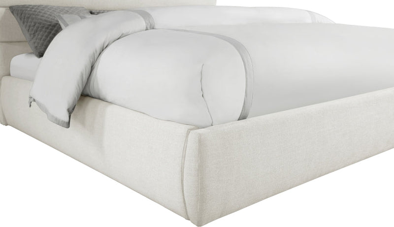 Adam Linen Textured Fabric Upholstered King Bed in Cream - B1255Cream-K70