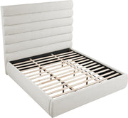 Adam Linen Textured Fabric Upholstered King Bed in Cream - B1255Cream-K70